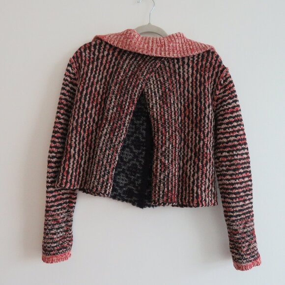 FREE PEOPLE Aztec Knit Wool Blend Open Back Cardigan Blue Red Boho - Size XS - Picture 8 of 12